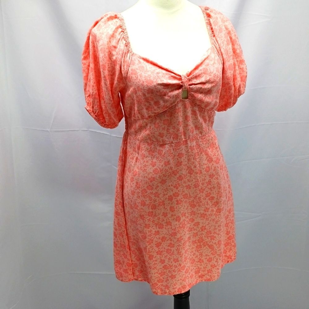 Billabong Women's Dream Floral Daisy Puff Sleeve Fit & Flare Mini Dress Size M..